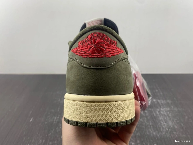 Rep Husky OG SP DM7866-002 'BLACK X TRAVIS SCOTT LOW AIR OLIVE' JORDAN 1 0705